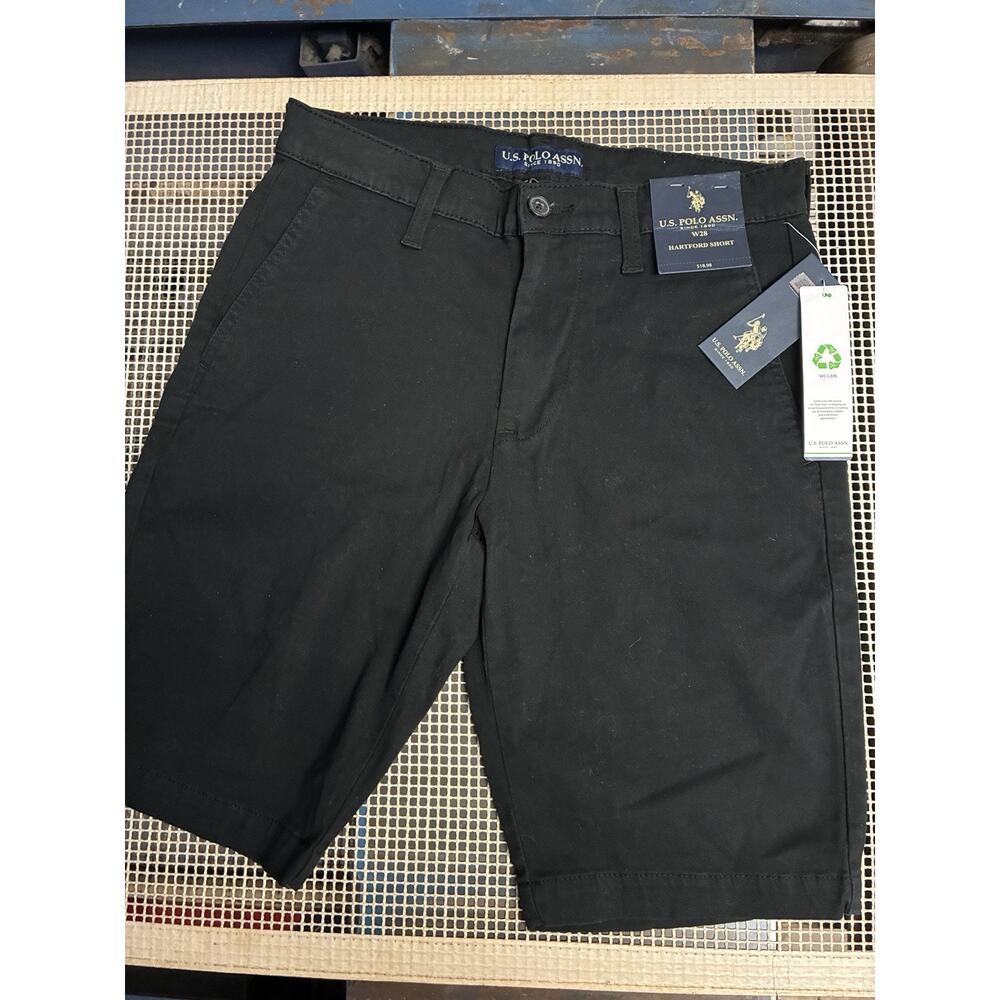 U.S. Polo Assn. Hartford Flat Front Shorts Men's Size W28 Black NEW